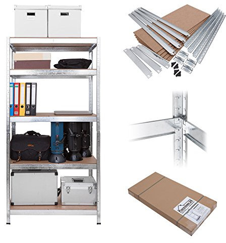 Lagerregal verzinkt belastbar bis 875 kg - Maße: 180 x 75 x 45 cm Regal Steckregal Kellerregal Werkstattregal Schwerlastregal