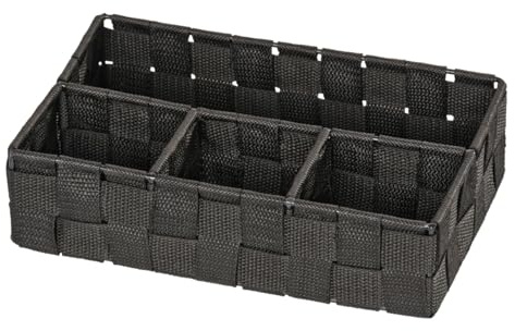 WENKO Organizer Adria Klein Schwarz 4 Fächer - 4 Fächer, Polypropylen, 26 x 6.5 x 17 cm, Schwarz