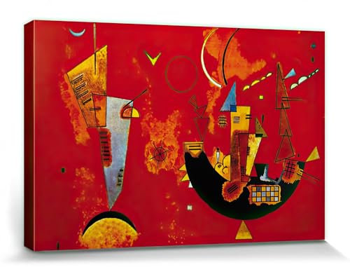 1art1 Vassily Kandinsky Poster Impression sur Toile pour Et Contre, 1929 Affiche Murale XXL Encadrée | Tendue sur Cadre en Bois | Tableau 120x80 cm