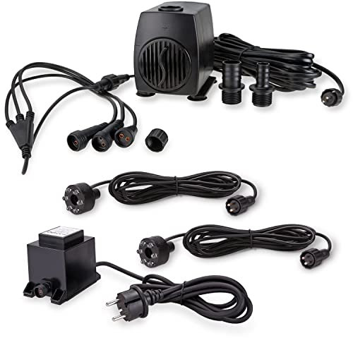 CLGarden Springbrunnen Pumpe SP2 Springbrunnenpumpe mit 2x LED Ring Beleuchtung