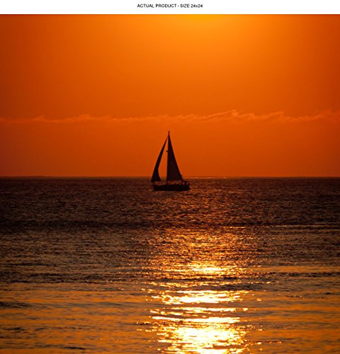 Windowpix 24x24 Inch Decorative Static Cling Window Film Sailboat Floating at Sunset Printed on Clear for Window Glass Panels. UV Protection, Energy Saving.