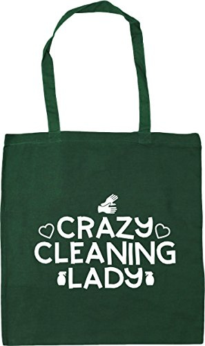 Hippowarehouse Crazy cleaning lady Tote Shopping Gym Beach Bag 42cm x38cm, 10 litres