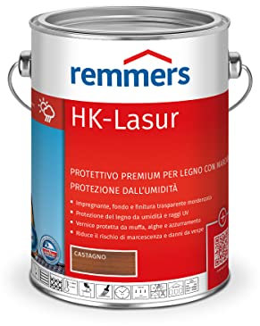 Remmers Vernice trasparente HK castagno, 2,5 litri, vernice trasparente decorativa premium per esterni, tripla protezione del legno con impregnante + fondo + finitura, protezione del legno da umidità e raggi