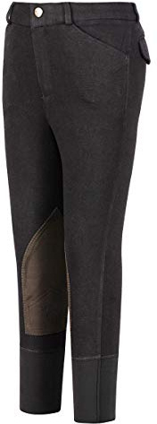 TuffRider Boys Patrol Light Knee Patch Breeches, Black, Size 14