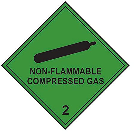 Non-Flammable Compressed Gas Class 2 Warning Labels - Roll of 250 - Self Adhesive Vinyl - 100mm x 100mm - Hazard Safety Stickers for Cylinders, Storage & Transport | Roll of 250, Self Adhesive Vinyl, Hazard Safety Stickers for Cylinders, Storage & Transport