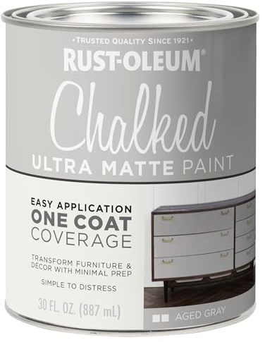 Rust-Oleum Aged Gray Chalked All-in-One Ultra Matte Paint | One Coat Coverage | No Primer, Sanding, Or Topcoat Needed | Easy Clean Up | Made in USA | 30 OZ