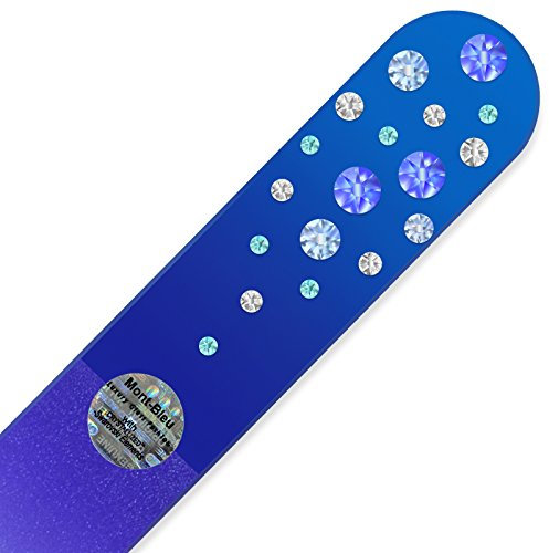 Mont Bleu Handgefertigte Groß-Glasnagelfeile von Hand dekoriert mit crystals from Swarovski - Tschechische Kristallnagelfeile - Echtem gehärteten Glas aus Tschechien