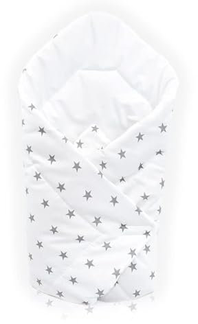 Baby Swaddle Wrap Infant Bedding Blanket/Cotton Newborn Duvet Quilt Envelope 0 to 3 Months (Grey stars on white background)