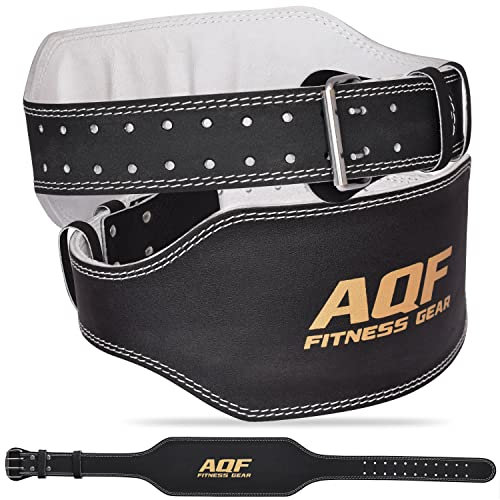 AQF Gewichthebergürtel - 4 6 Breit Leder Lendenwirbelstütze Gepolsterte Lifting Belt, Gym Belt Mit Stahlrollenschnalle, Sportgürtel Für Bodubuilding & Fitness (Schwarz/Gold 6 Zoll, Medium 28-32)