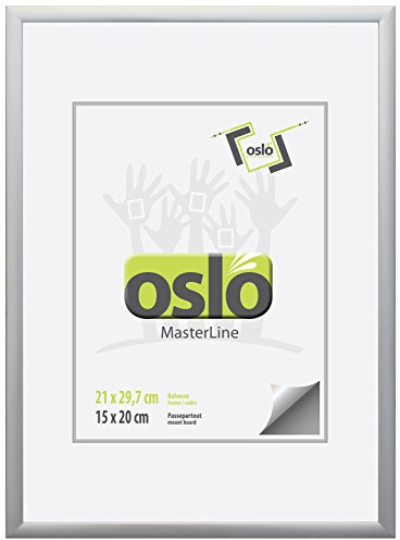 Bilderrahmen DIN A4 (21x29,7) Aluminium silber matt, hervoragend für Ihre Urkunden geeignet, zum Hinstellen oder Aufhängen, Sichtfenster Echtglas, Drehspannfedern, Urkundenformat Alurahmen 21x30