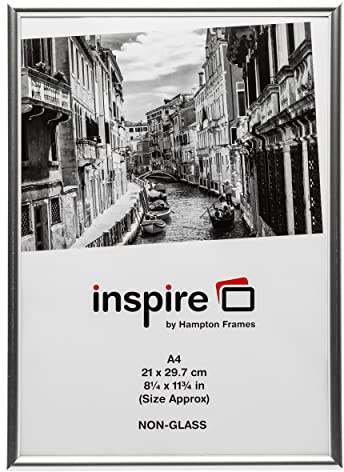 Hampton Frames Marco de fotos A4, cristal 10mm, facepaper negro, para certificados A4 o fotos 15x21cm, plexiglás, soporte para pared o sobremesa