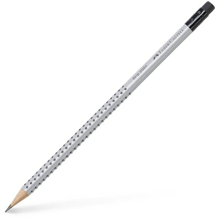 Faber-Castell GRIP 2001 Bleistift B mit Radierspitze 12 Stück