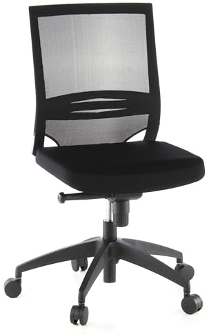 hjh OFFICE 657210 Proffs kontorsstol PORTO ECO - Ryggstöd i mesh som andas, Justerbart svankstöd, Synkrongunga som kan låsas i 4 steg, Svart designerfotkryss