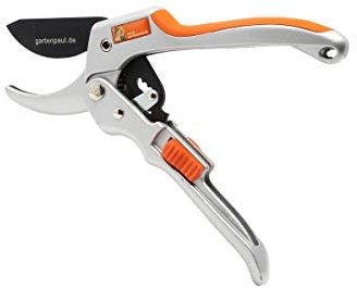 GARTENPAUL Gartenschere Premium mit Ratschenfunktion, robuste Profi Ratschen Garten-Schere, 30 Jahre Qualität, Astschere Rosenschere Rasenkanten Gartengeräte Rasen Baum Strauch Pflanzenschere