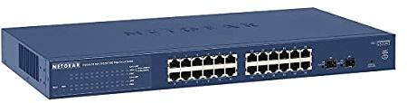 NETGEAR Switch Ethernet Smart 24 porte GS724T, Managed SFP Plus V4, Switch Gigabit con 24 da 1G, 2 SFP da 1G, Montaggio Desktop o su Rack e Assistenza Limitata a Vita