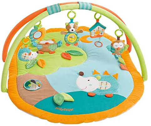 Fehn 3-D-Activity-Decke Spielbogen Sleeping Forest – Baby Krabbeldecke mit 5 abnehmbaren Spielzeugen zum Greifen – Spieldecke für Babys und Kinder ab 0+ Monaten – Krabbelmatte als Geschenk zur Geburt