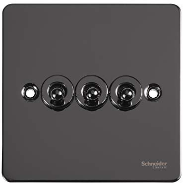 Schneider Electric GU1232TBN Ultimate Plaque Plate, 2 Va et Vient 3 Vitesses Nickel Noir