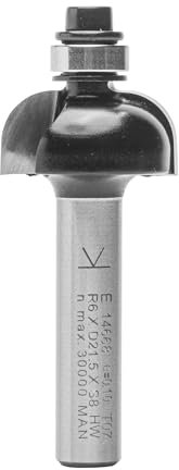 ENT 14668 Fresa concava carburo, Albero (S) 8 mm, diametro (D) 21,5 mm, NL 9,5 mm, R 6 mm, SL 32 mm, con cuscinetto a sfere