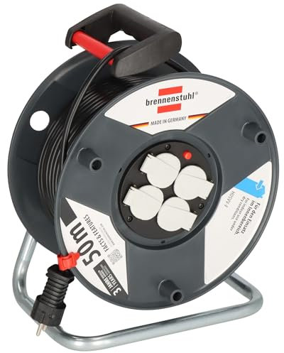 Brennenstuhl Garant E Kabeltrommel (50m Kabel in schwarz, Spezialkunststoff, Einsatz im Innenbereich, Made in Germany)