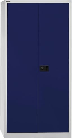 BISLEY Flügeltürenschrank Universal, Garderobeneinsatz, Metall, 505 Korpus Lichtgrau, Fronten Oxfordblau, 40 x 91.4 x 195 cm