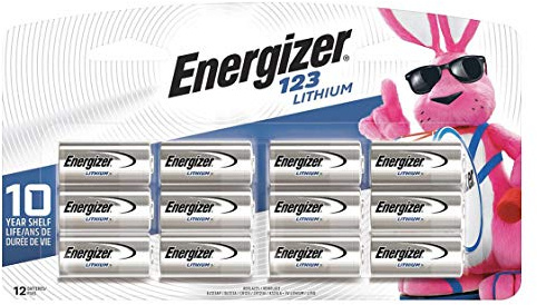 Energizer 123 Lithium Photo Battery, 12 Batteries, 1-Pack