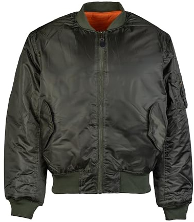 Mil-Tec US Fliegerjacke Typ MA1® PES • Klassische Bomberjacke im US Air Force Stil • Wendbare Pilotenjacke • Übergangsjacke Herren aus Polyester • Windfeste Outdoorjacke • Oliv, XL