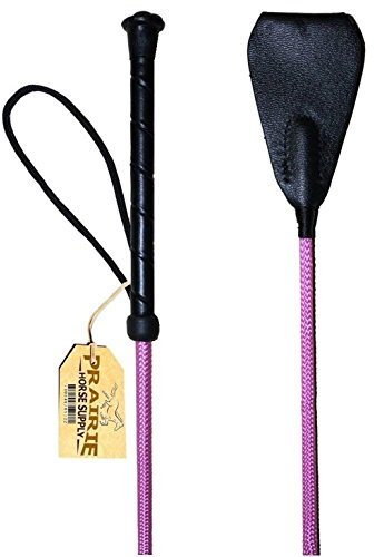 Reitgerte für Pferde, 61 cm, Fiberglas-Schaft mit Leder-Slapper, Pink