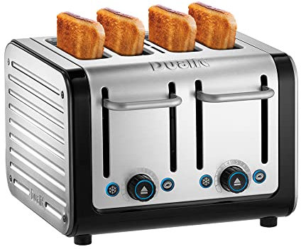 Dualit 46505 Architect 4 Slice Toaster | Brushed Stainless Steel with Black Trim | Extra-Wide Slots – Peek and Pop Function – Patented Perfect Toast Technology – Matching Kettle and Sandwich Cage Available