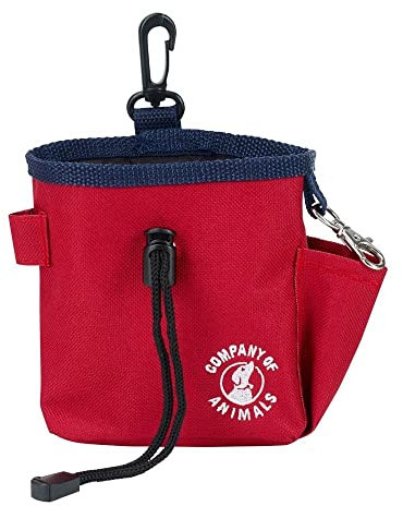 COMPANY OF ANIMALS Treat Bag, Red, Zipped Pockets & Drawstring, Clips on Belt, Waistband or Pocket, Waterproof Treats Pouch, Ideal for Dog Walking & Puppy Training, Available in Purple, Red & Black