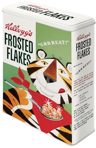 Nostalgic-Art Retro Vorratsdose XL, 4 l, Kellogg's – Frosted Flakes Tony Tiger – Geschenk-Idee für die Küche, Original Lizenzprodukt (OLP), Aufbewahrungsbox für Cornflakes, Vintage Design | Original Lizenzprodukt (OLP), Aufbewahrungsbox für Cornflakes, Vintage Design, Geschenk-Idee für die Küche