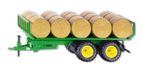 siku 2891, Rundballenanhänger, 1:32, Metall/Kunststoff, Grün, Inkl. 15 Rundballen, Kompatibel mit siku-Standard-Heckkupplung