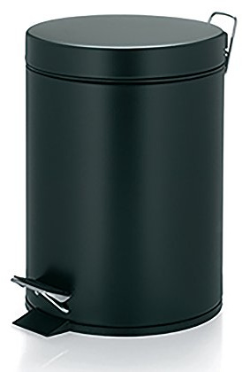 kela 10931 Treteimer mit Verschlussdämpfung, Pedalbedienung, 12 L, Edelstahl, Kilian, Schwarz Matt, One Size