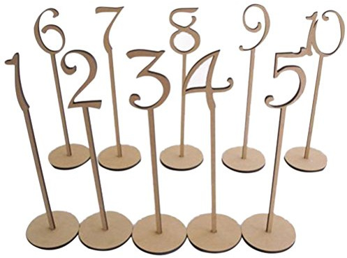 UEETEK 10pcs Hochzeit Tisch Nummer Holzstäbchen für Hochzeit 1-10 (Holzfarbe)