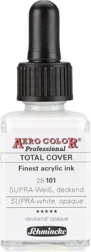Schmincke - AERO COLOR® Professional, SUPRA Weiß, deckend, 28 ml, 28 101 023, feinst-flüssige, farbstarke Acrylfarbe für Acrylmalerei, Airbrush, Mixed Media