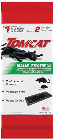 Tomcat Trampa de ratas con pegamento de agarre inmediato para ratas, ratones, serpientes, cucarachas, arañas y escorpiones, lista para usar, 2 trampas