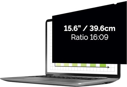 Fellowes PrivaScreen™ Black Out Privacy Filter Anti Glare Screen Protector for Laptop 15.6 Inches (16:9 Aspect Ratio) 345 x 194mm - Easy Attach & Removal with Quick Reveal Tabs