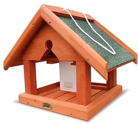 HABAU Vogelhaus Buchfink, 38 x 28 x 30 cm | mit Futtersilo aus Kunststoff und Kordel zum Aufhängen