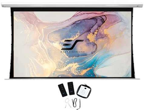 Elite Screens SKT165XHW2-E20 Saker Tab Tension Beamer Heimkino Leinwand mit Motor (Format 16:9, 366 x 206 cm, Bilddiagonale: 419 cm (165 Zoll), Tuch, 4K/HD/3D Ready)