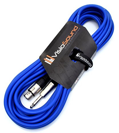 Female XLR to 6.35mm 1/4 Mono TS Jack Lead Mic Signal Cable (Blue, 10m) | Noiseless OFC Signal, Audio, Microphone Cable / 6 Colours