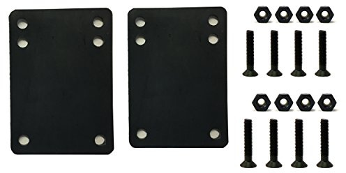 VJ Longboard Skateboard Riser Pads 14mm Black w/Skateboard Screws Hardware BK 1.75 (14mm Riser w 1.75inch Screws)