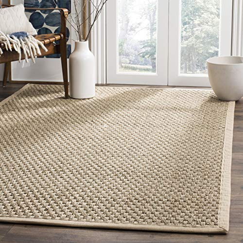 Safavieh Alfombra De Fibra Natural Sala de Estar, Comedor, Dormitorio - Natural Fiber Collection, Pelo Corto, Natural y Beige, 152 X 244 cm
