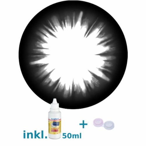 Matlens - Pro Trend Farbige Kontaktlinsen mit Stärke Black schwarz Big Eyes Circle Linsen WPA-120 1 Kontaktlinsenbehälter 1 Pflegemittel 50ml