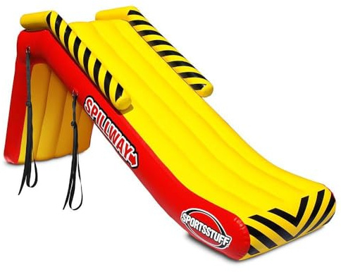Sportsstuff SPILLWAY Dock Slide, Boat Slide, Inflatable Pontoon Slide, Yellow, Red Large