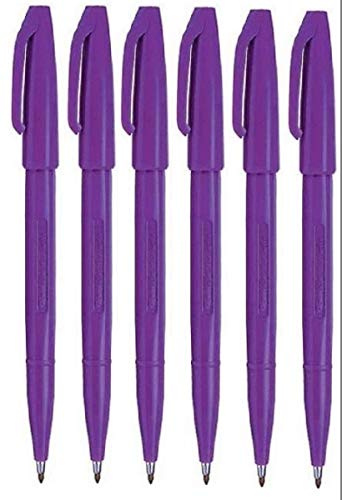 Pentel violett Original Sign Pen S520 Faserspitze Marker Stifte Farbe Fineliner 2 mm Feder 1 mm Line Breite (Pack von 6)