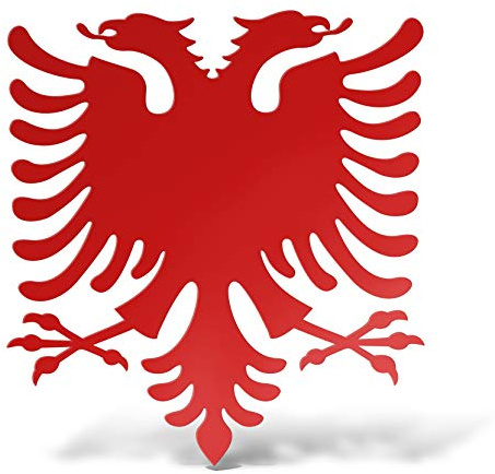 ERREINGE Sticker ALBANIA SOUVENIR ROSSO Adesivo prespaziato in PVC per Decalcomania Parete Murale Auto Moto Casco Camper Laptop - cm 12