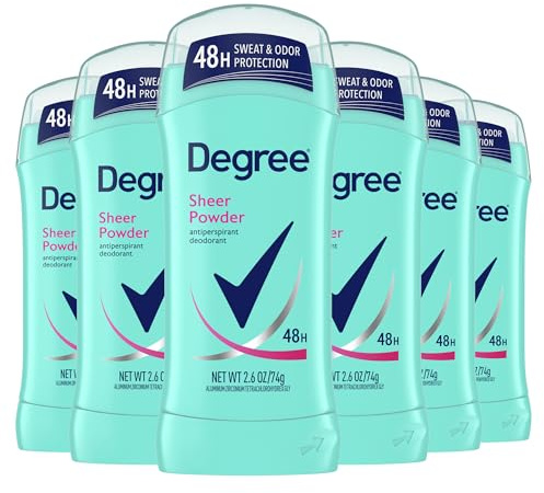 Degree Original Antiperspirant Deodorant Sheer Powder Pack of 6 48-Hour Sweat & Odor Protection Antiperspirant for Women 2.6 oz