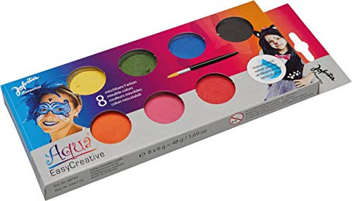 JOFRIKA Aqua Easy Creative Set 8er | Schminke mit 8 Farben inklusive Pinsel | Wischfest | Wasserlöslich | Leichte Handhabung | Ideal für Karneval, Halloween | mehrfarbig 708799 - STD