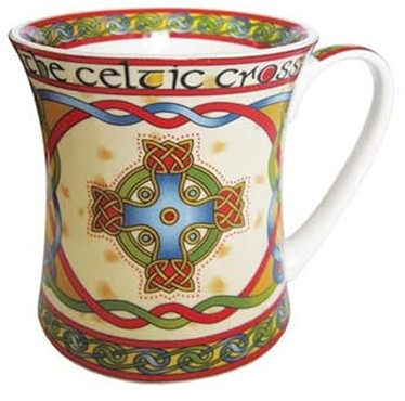 Tasse aus Knochenporzellan Traditionelles Irisches Keltisches Kreuz Keltisches Geflecht Keltisches Kreuz Becher 325 ml