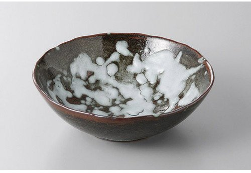Large Bowl, Planting Bowl, Snowfall Shino Boiled Pot, 6.5 x 2.0 inches (16.5 x 5 cm), Earth, Restaurant, Ryokan, Japanese Tableware, Restaurant, Commercial Use