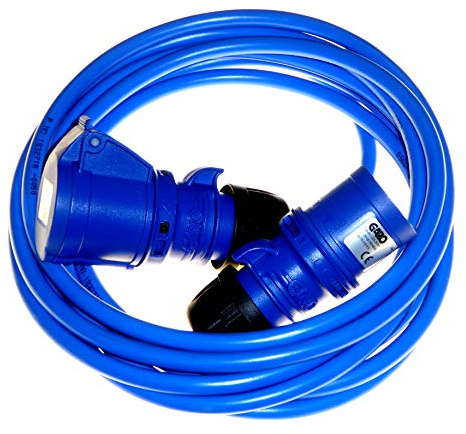 16A mains extension hook up lead 2.5mm flex for caravans, motor homes, camping sites etc - choice of length (5 meter)